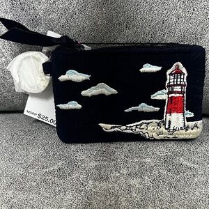 Vera Bradley Navy and Red Lighthouse Zip ID Case Wallet